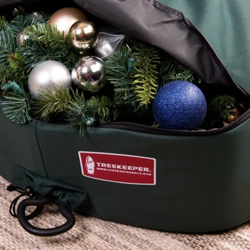 Wreath Accessories*Tree Keeper 36" Green Unique Christmas Wreath Storage Bag With Removable Handle