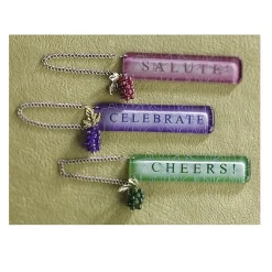 Midwest Food & Beverage>7.5" Green Wine Themed Grapes "Cheers!" Bottle Tag Christmas Ornament