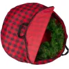 Decoration Storage*Dyno 30" Heavy Duty Red And Black Plaid Christmas Wreath Storage Bag With Handles