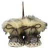 Northlight Fashion & Beauty>3" Houndstooth Plaid Booties With Faux Fur Christmas Ornament