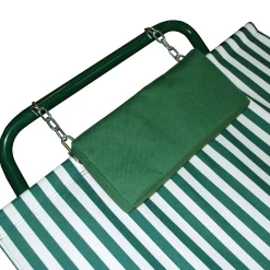 The Hamptons Collection 83" Hunter Green And White Stripe No-Swing Hammock With Pillow And 4-Point Stand
