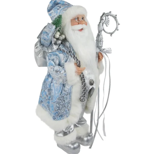 Santa Figures*Northlight 16" Ice Palace Santa Claus With Staff And Bag Christmas Figure