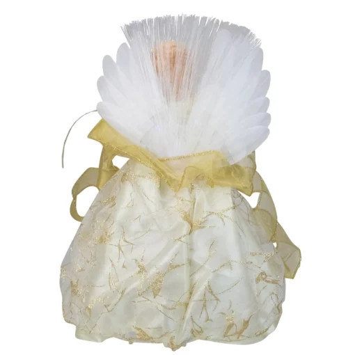 Angel Tree Toppers*Kurt Adler 12" Ivory And Gold Lighted Angel Christmas Tree Topper - Clear Lights