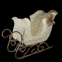 Outdoor Decorations*Northlight 39.25" Ivory And Gold Sleigh Outdoor Christmas Decoration