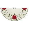 50 Inch And Larger*KSA 54" Ivory And Red With Poinsettia Applique Christmas Tree Skirt