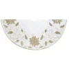 50 Inch And Larger*KSA 54" Ivory And White With Embroidered Snowflake Design Christmas Tree Skirt
