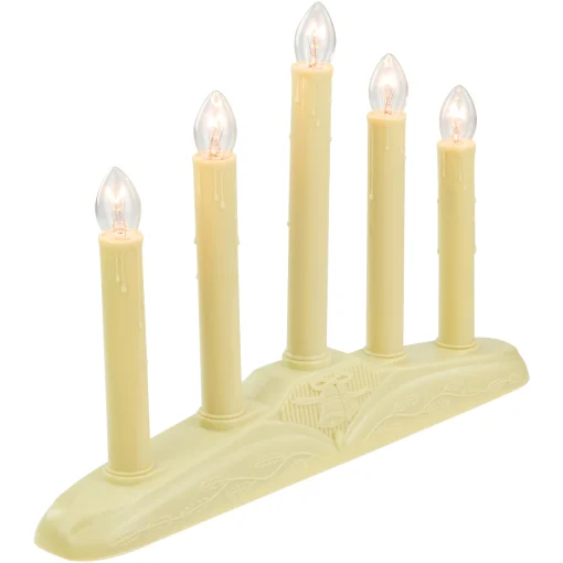 Northlight 14.5" Ivory 5-Lights Christmas Chandelier On Holly Berry And Bell Base Candle Lamp