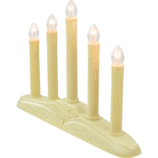 Northlight 14.5" Ivory 5-Lights Christmas Chandelier On Holly Berry And Bell Base Candle Lamp
