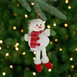 Northlight Snowmen>13" Jolly Smiling Plush Snowman Hanging Christmas Ornament