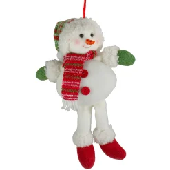 Northlight Snowmen>13" Jolly Smiling Plush Snowman Hanging Christmas Ornament