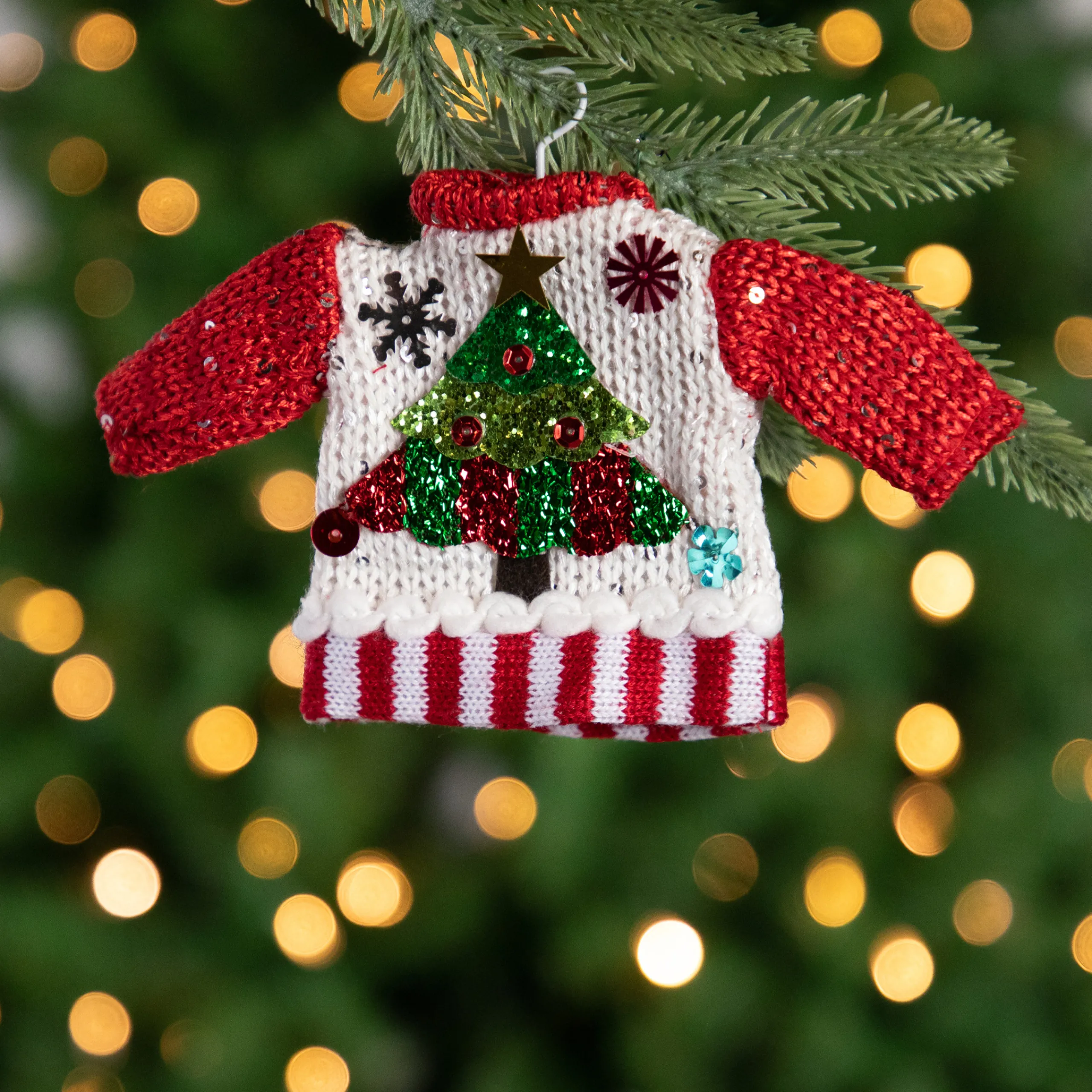 Northlight Fashion & Beauty>8" Knitted Ugly Sweater With Hanger Christmas Tree Ornament