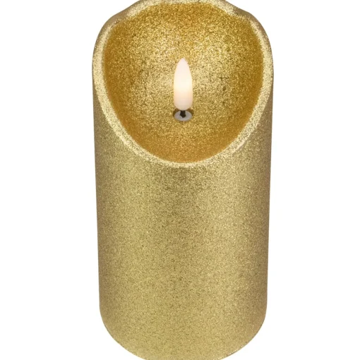 Candles & Holders*Northlight 6" Led Gold Glitter Flameless Christmas Decor Candle