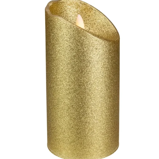 Candles & Holders*Northlight 6" Led Gold Glitter Flameless Christmas Decor Candle