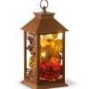National Tree Company 11.5" Led Lighted Fall Leaves, Berries And Flowers Lantern
