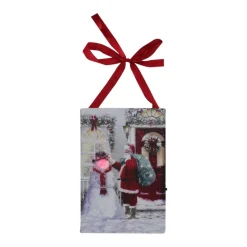 Wall & Door Decorations*Northlight 6" Led Lighted Fiber Optic Santa And Snowman Christmas Wall Art Decoration