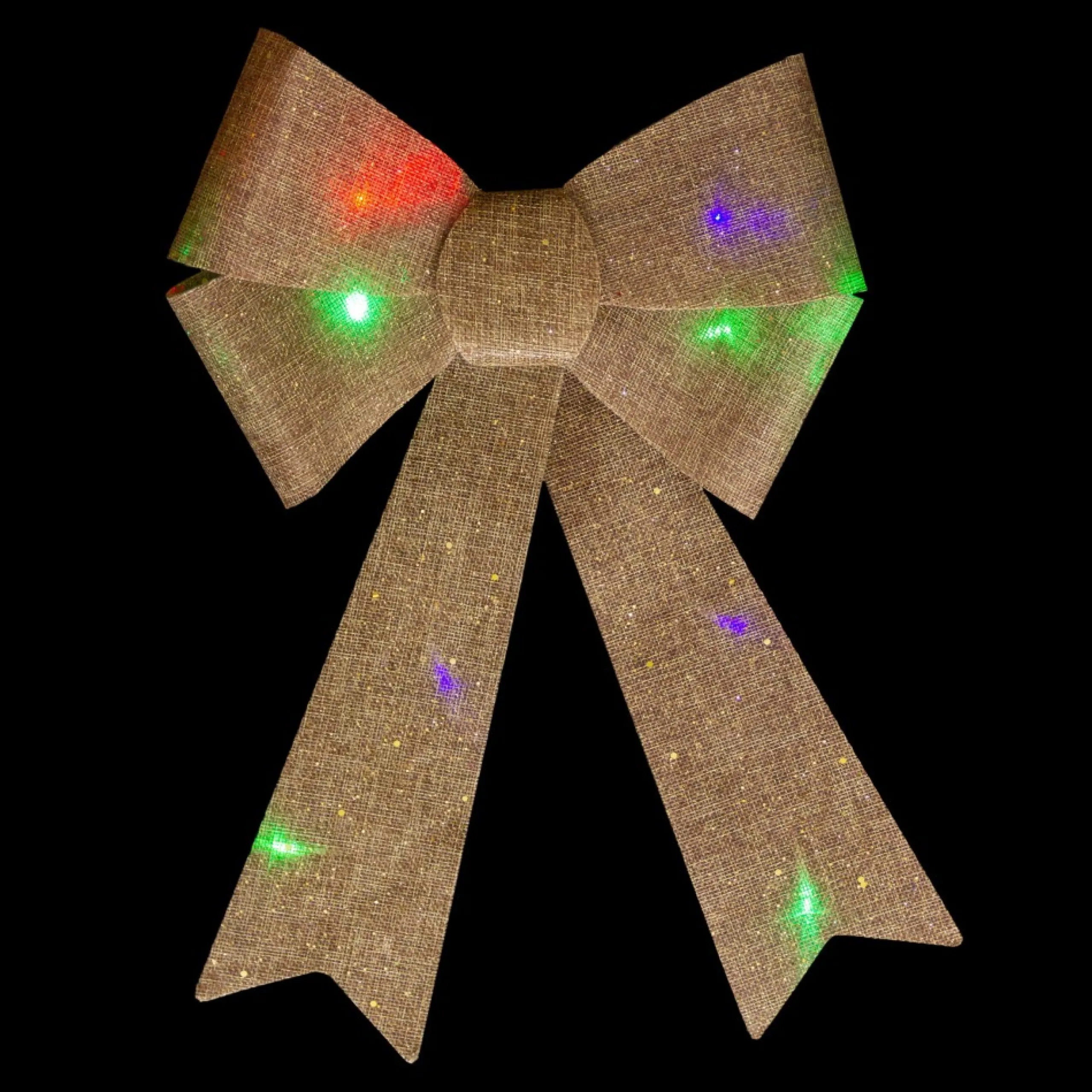 Bows*Northlight 16" Led Lighted Gold Glitter Burlap Bow Christmas Decoration With Color Changing Lights