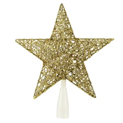 Star Tree Toppers*Northlight 10" Led Lighted Gold Glittered Star Christmas Tree Topper, Warm White Lights
