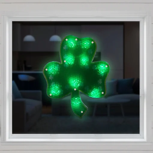 Northlight 14" Led Lighted Green Shamrock St. Patrick's Day Window Silhouette