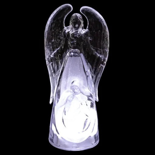 Nativities*Northlight 9" Led Lighted Icy Crystal Angel And Nativity Scene Christmas Figurine