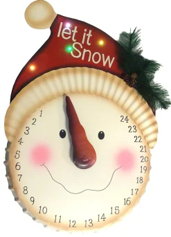 Advent Calendars*Sterling 21" Led Lighted "Let It Snow" Snowman Face Christmas Countdown Advent Calendar
