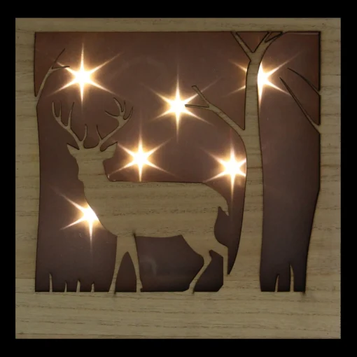 Signs & Plaques*Northlight 9.75" Led Lighted Male Deer With Antlers Stars Lighted Christmas Wooden Box