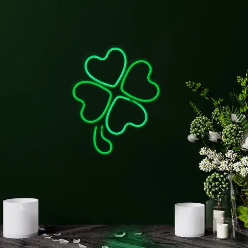 Northlight 15" Led Lighted Neon Style Green Shamrock St. Patrick's Day Window Silhouette