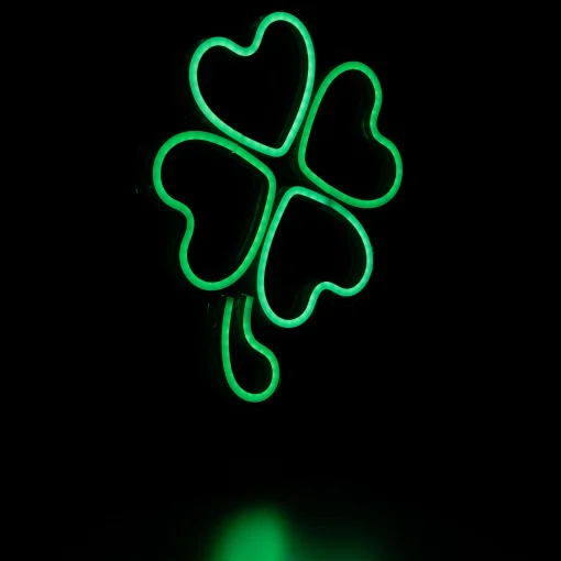 Northlight 15" Led Lighted Neon Style Green Shamrock St. Patrick's Day Window Silhouette