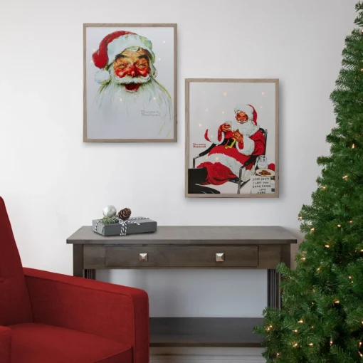Wall & Door Decorations*Northlight 19" Led Lighted Norman Rockwell 'santa Claus' Christmas Wall Art