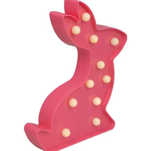 Northlight 9.5" Led Lighted Pink Easter Bunny Marquee Wall Sign