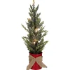 Northlight Pre-Lit Traditional Trees>16" Led Lighted Red Potted Artificial Tabletop Iced Christmas Tree Decoration - Clear Lights