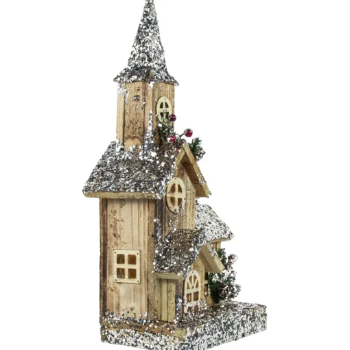 Table Top Pieces*Northlight 17" Led Lighted Rustic Church Wooden Christmas Table Decoration