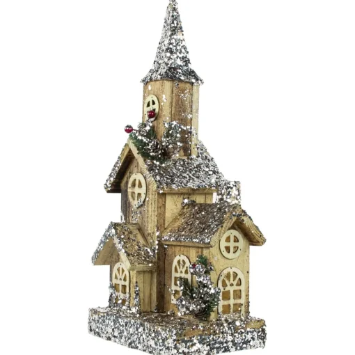 Table Top Pieces*Northlight 17" Led Lighted Rustic Church Wooden Christmas Table Decoration