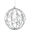 Northlight 8" Led Lighted Silver Wired Christmas Hanging Ball Decoration - Warm White Lights