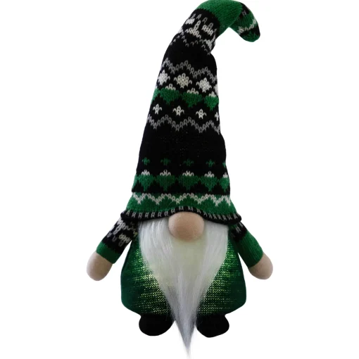 Northlight 11.5" Led Lighted St. Patrick's Day Boy Gnome With Green Irish Fair Isle Hat
