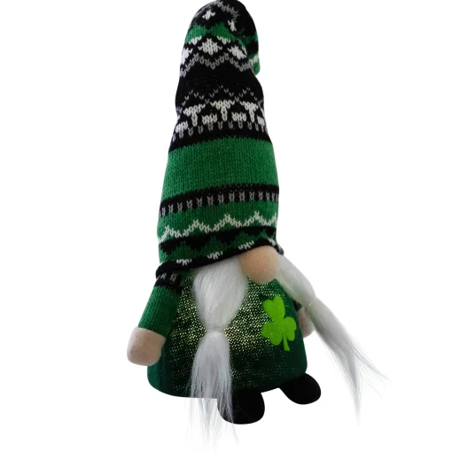 Northlight 11.5" Led Lighted St. Patrick's Day Girl Gnome With Knitted Irish Fair Isle Hat