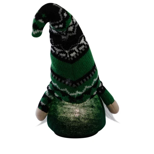 Northlight 11.5" Led Lighted St. Patrick's Day Girl Gnome With Knitted Irish Fair Isle Hat