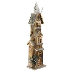 Table Top Pieces*Northlight 24.5" Led Lighted 3-Tier Brown Church Christmas Decoration
