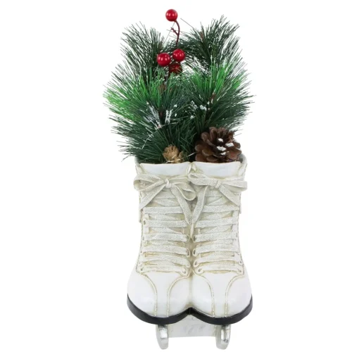 Floral*Northlight 12" Led Lighted White Skates With Floral Arrangement Christmas Decoration