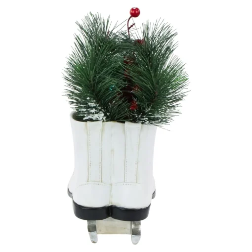 Floral*Northlight 12" Led Lighted White Skates With Floral Arrangement Christmas Decoration