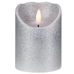 Candles & Holders*Northlight 4" Led Silver Glitter Flameless Christmas Decor Candle
