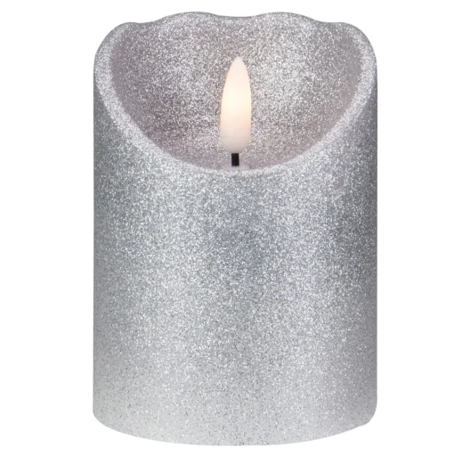 Candles & Holders*Northlight 4" Led Silver Glitter Flameless Christmas Decor Candle