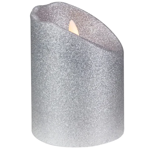 Candles & Holders*Northlight 4" Led Silver Glitter Flameless Christmas Decor Candle