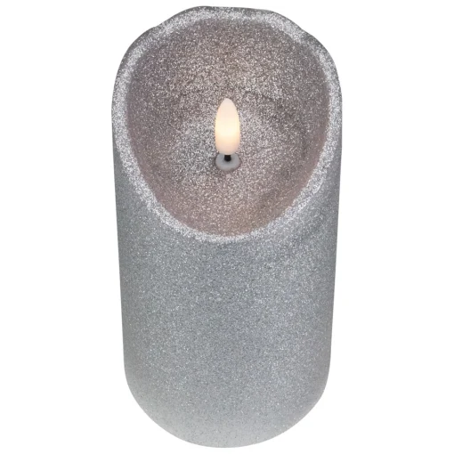 Candles & Holders*Northlight 6" Led Silver Glitter Flameless Christmas Decor Candle
