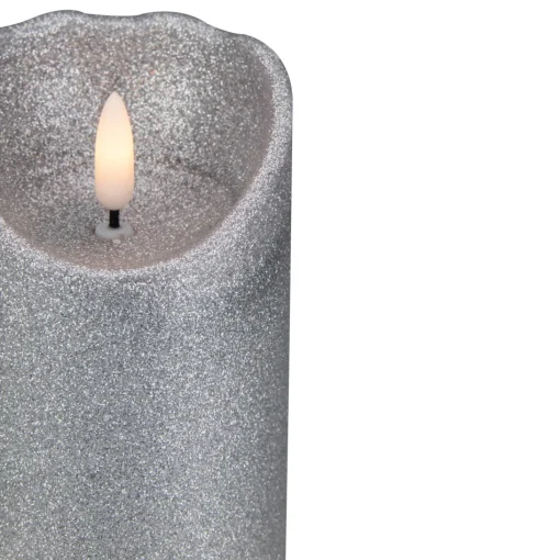 Candles & Holders*Northlight 6" Led Silver Glitter Flameless Christmas Decor Candle