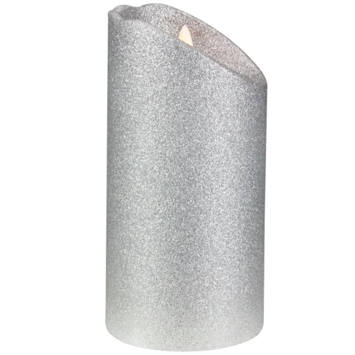 Candles & Holders*Northlight 6" Led Silver Glitter Flameless Christmas Decor Candle