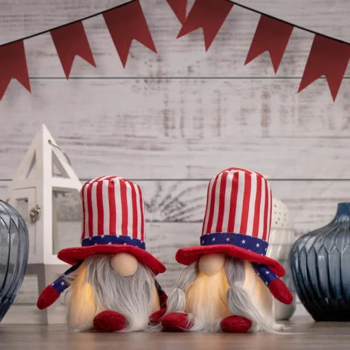 Northlight 6.75" Lighted Americana Boy 4Th Of July Patriotic Gnome