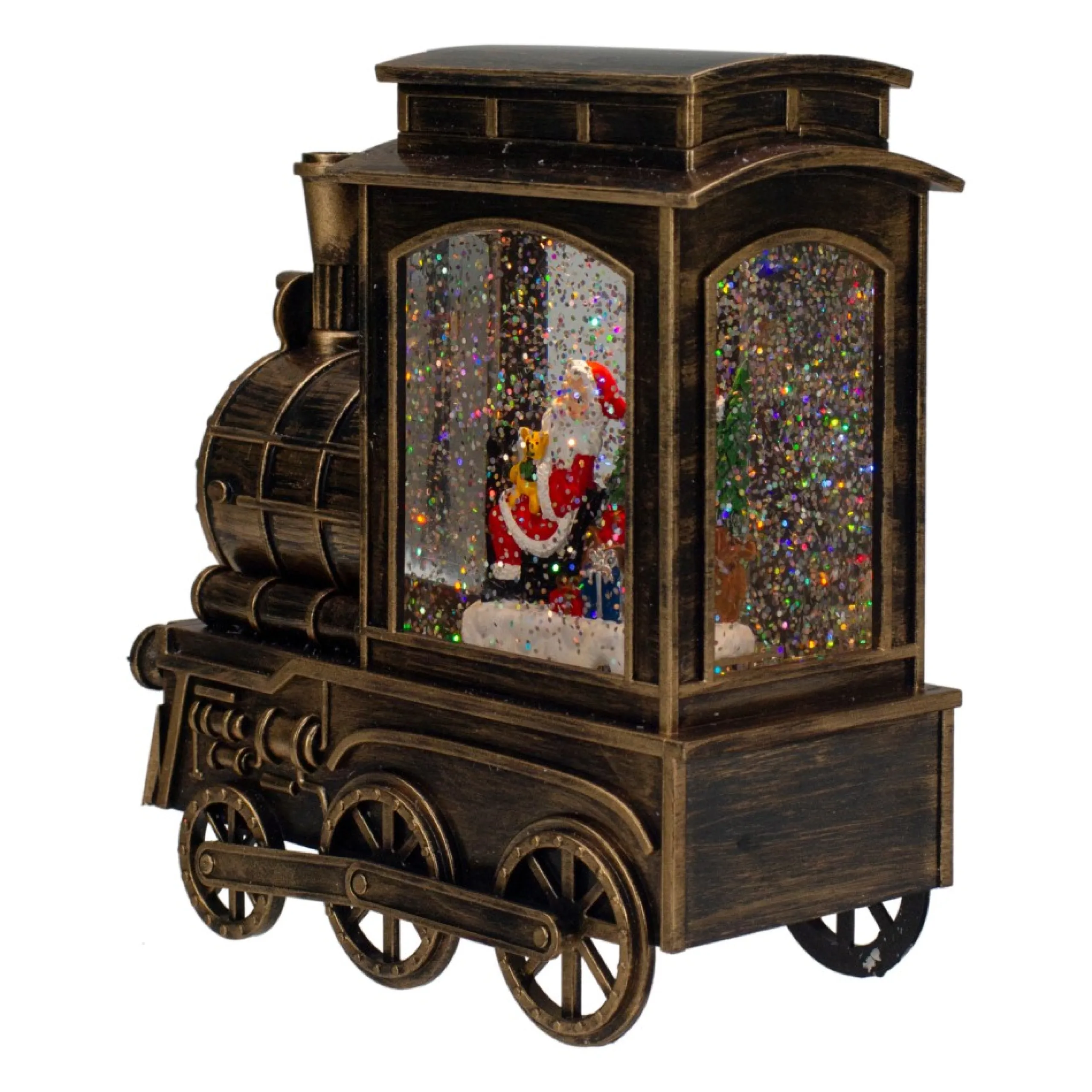 Snow Globes*Northlight 6.75" Lighted Black Train Christmas Snow Globe With Santa