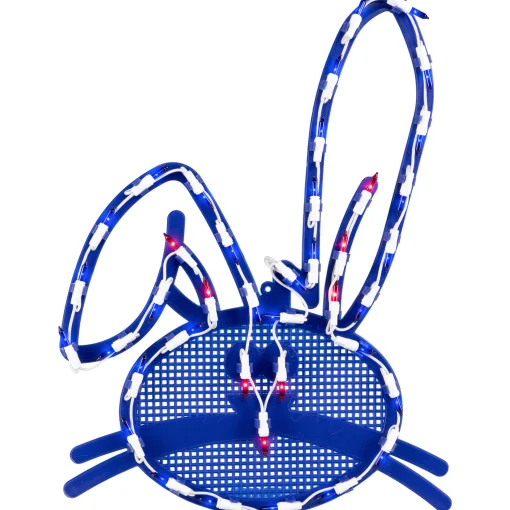 Northlight 17" Lighted Blue Easter Bunny Head Window Silhouette