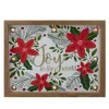 Signs & Plaques*Northlight 11.8" Lighted Brown Wooden Frame Poinsettia "Joy To The World" In Glitter Christmas Plaque