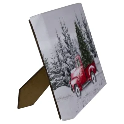 Wall & Door Decorations*Northlight 8" Lighted Christmas Tree In A Red Truck Tabletop Canvas Art